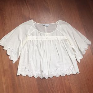See By Chloe White Boho Eyelet Boxy Top Us Sz 6